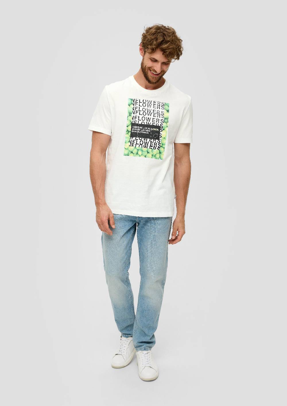 S.Oliver Baumwoll-T-Shirt Mit Crew Neck Und Frontprint