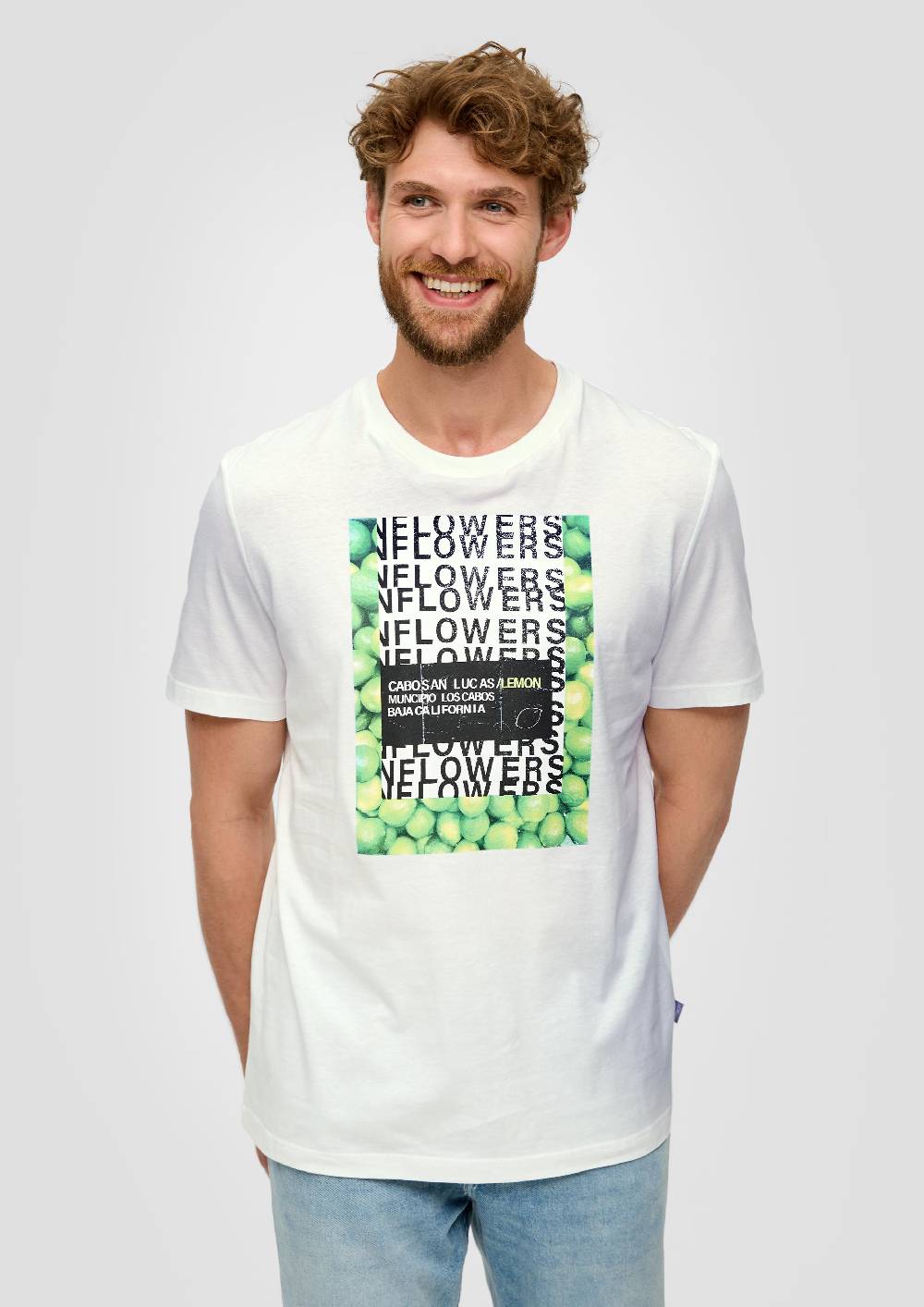 S.Oliver Baumwoll-T-Shirt Mit Crew Neck Und Frontprint