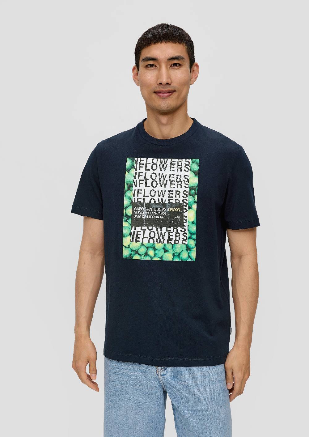 S.Oliver Baumwoll-T-Shirt Mit Crew Neck Und Frontprint
