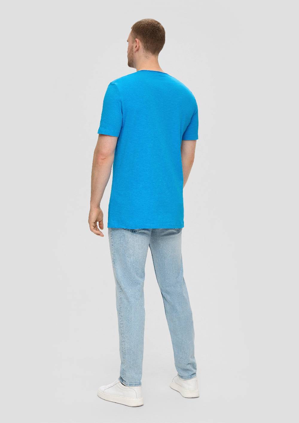 S.Oliver Baumwoll-T-Shirt Mit Flammgarn-Struktur Und Logo-Detail