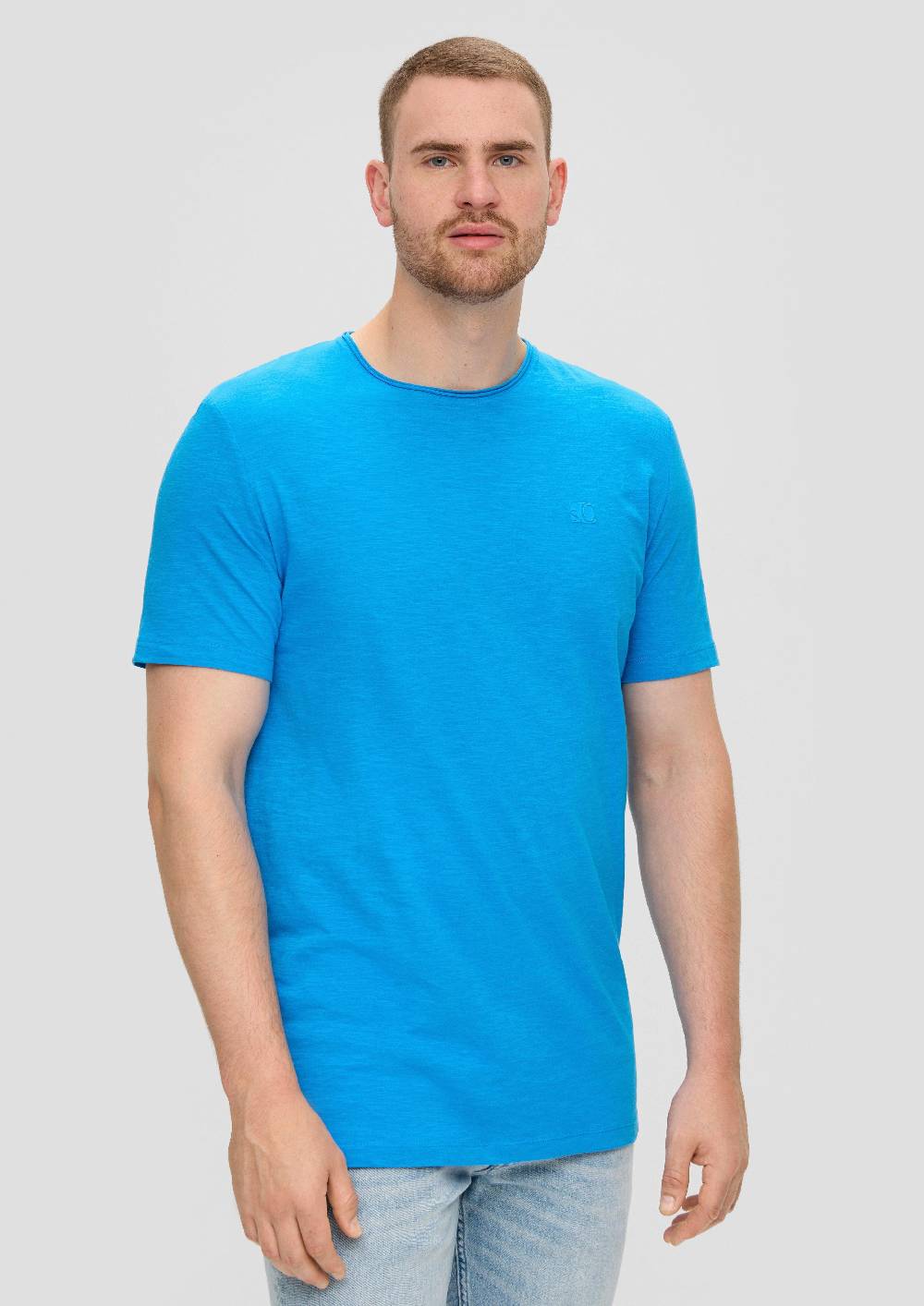 S.Oliver Baumwoll-T-Shirt Mit Flammgarn-Struktur Und Logo-Detail