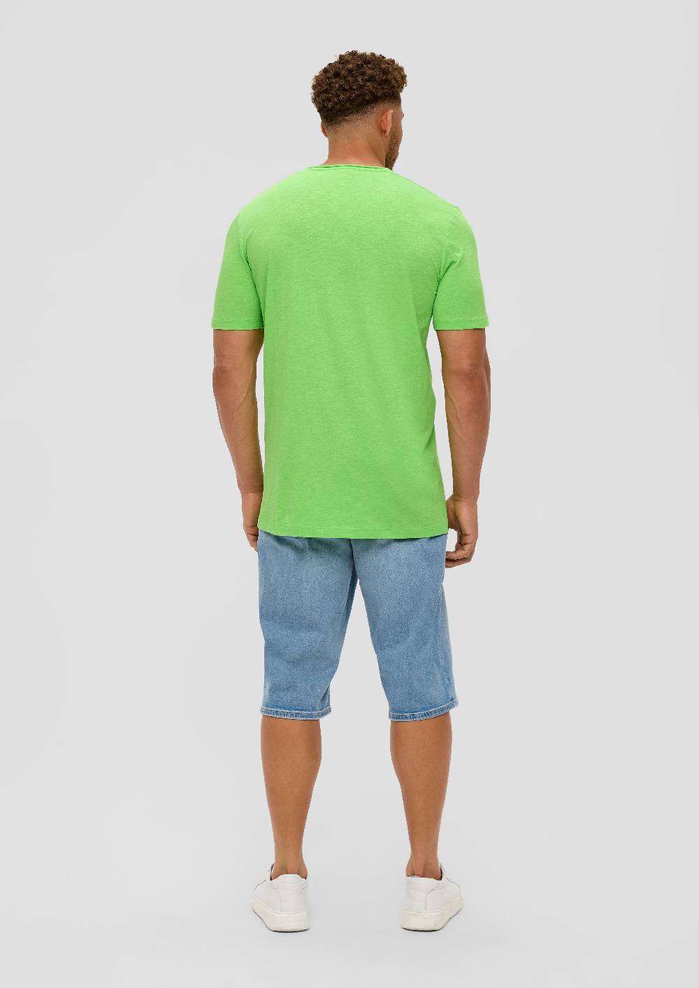 S.Oliver Baumwoll-T-Shirt Mit Flammgarn-Struktur Und Logo-Detail