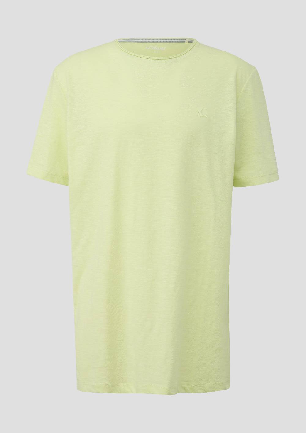 S.Oliver Baumwoll-T-Shirt Mit Flammgarn-Struktur Und Logo-Detail