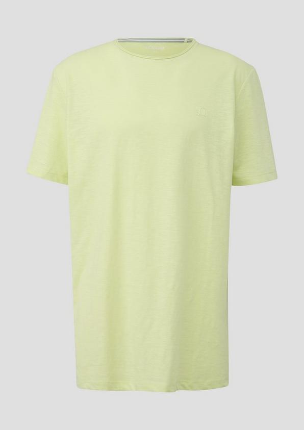 s.Oliver Baumwoll-T-Shirt mit Flammgarn-Struktur und Logo-Detail