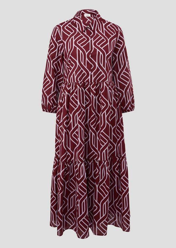 s.Oliver Baumwollkleid mit grafischem Print und Volants