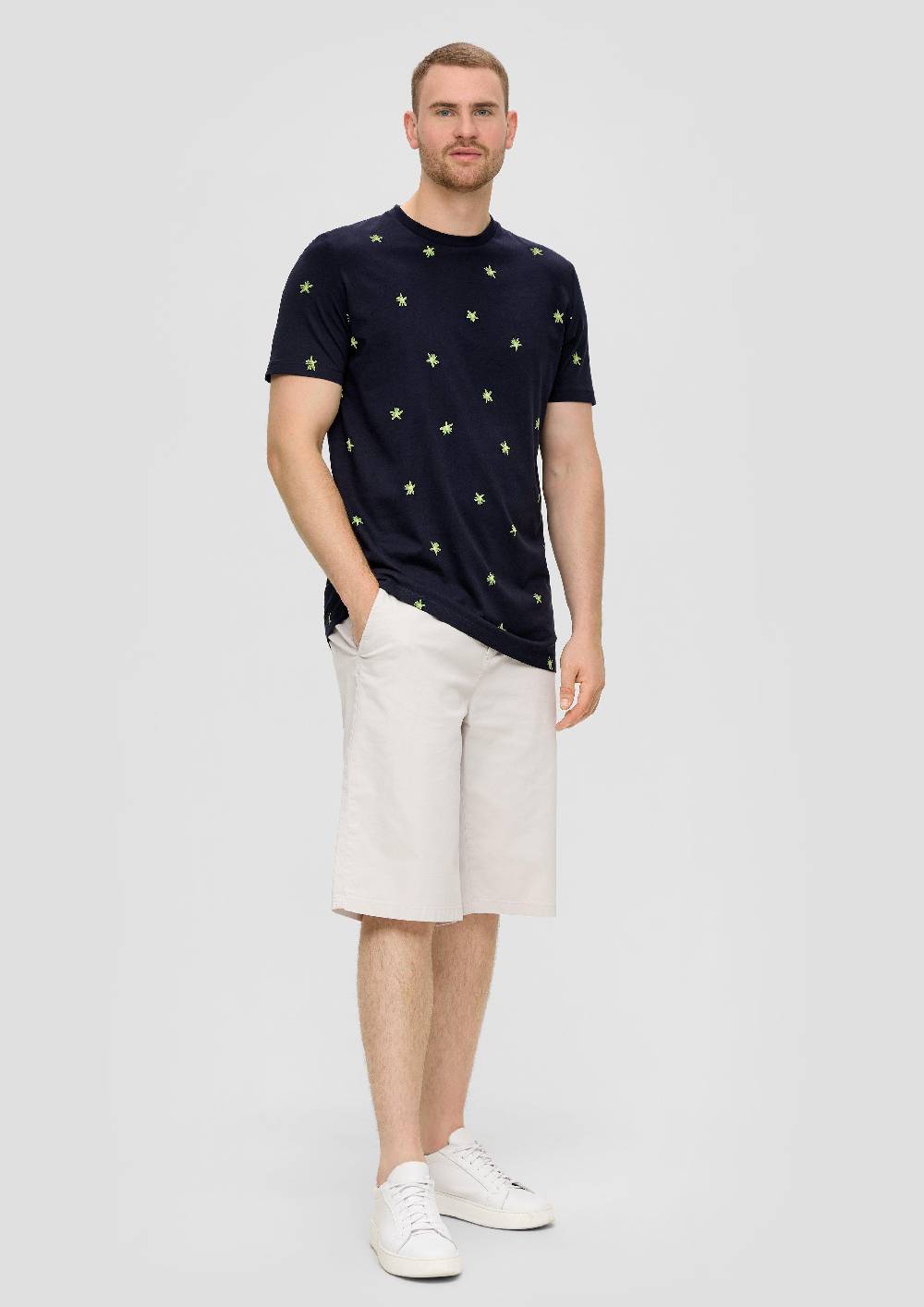 S.Oliver Baumwollshirt Mit All-over-Print Und Crew Neck