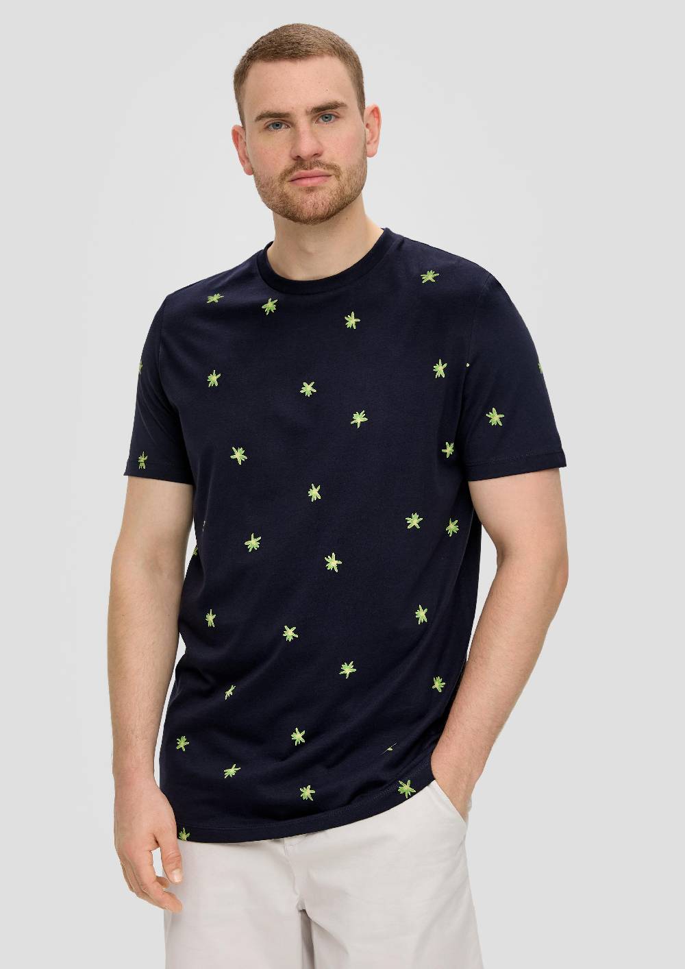 S.Oliver Baumwollshirt Mit All-over-Print Und Crew Neck
