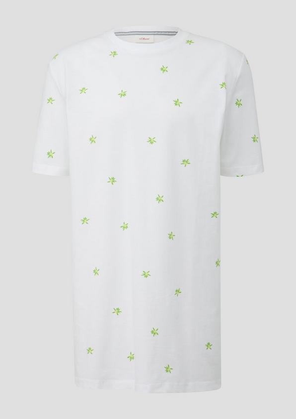 s.Oliver Baumwollshirt mit All-over-Print und Crew Neck