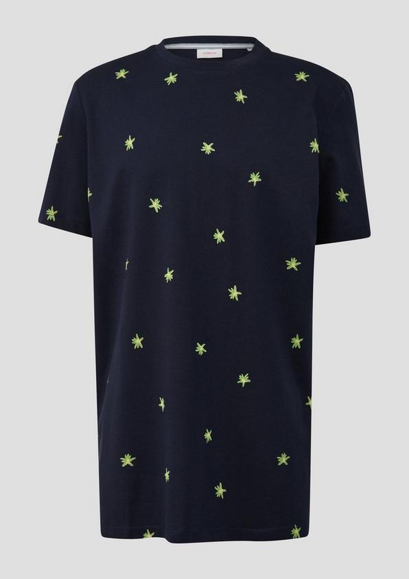 s.Oliver Baumwollshirt mit All-over-Print und Crew Neck