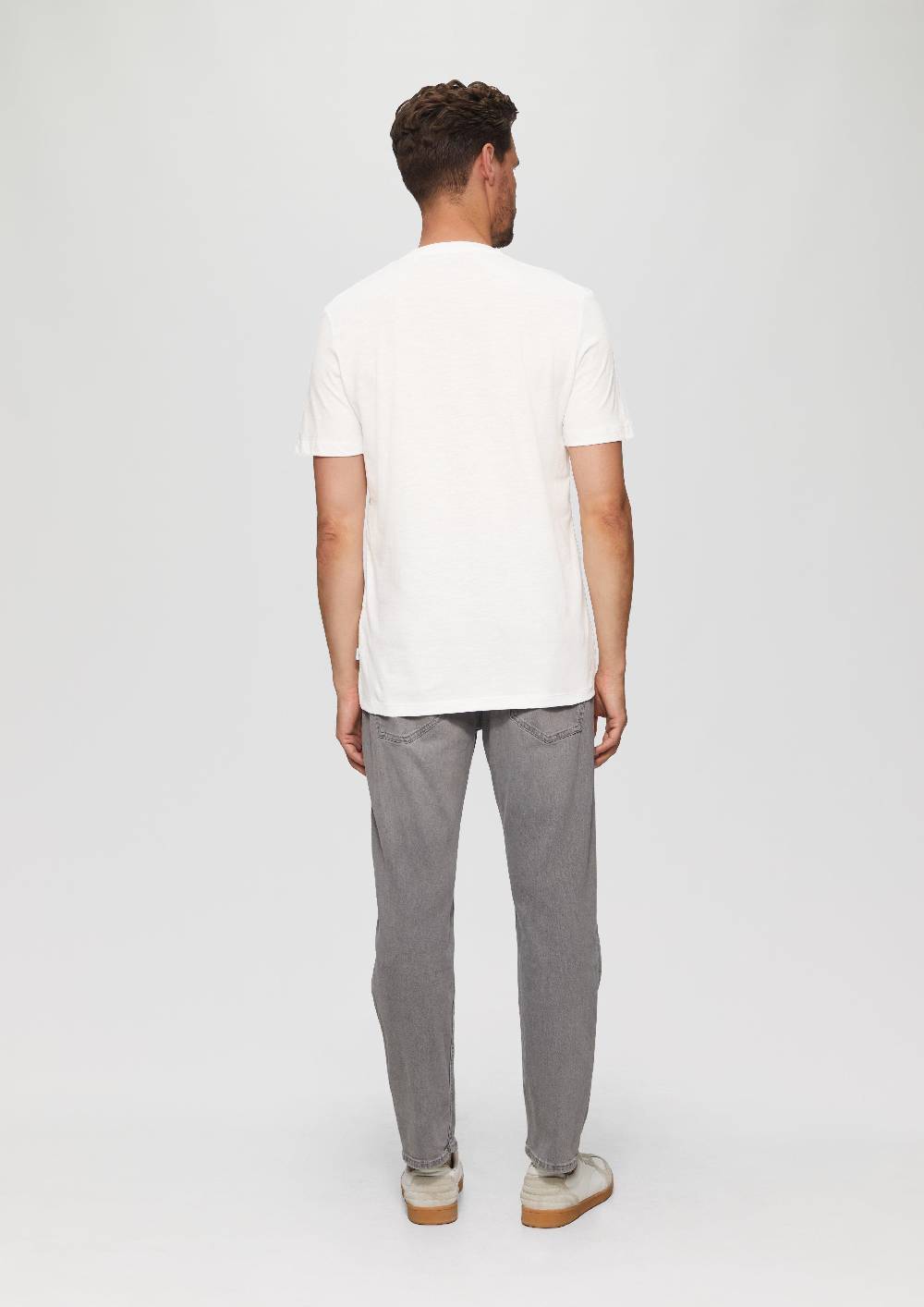 S.Oliver Baumwollshirt Mit V-Ausschnitt Und Flammgarnstruktur