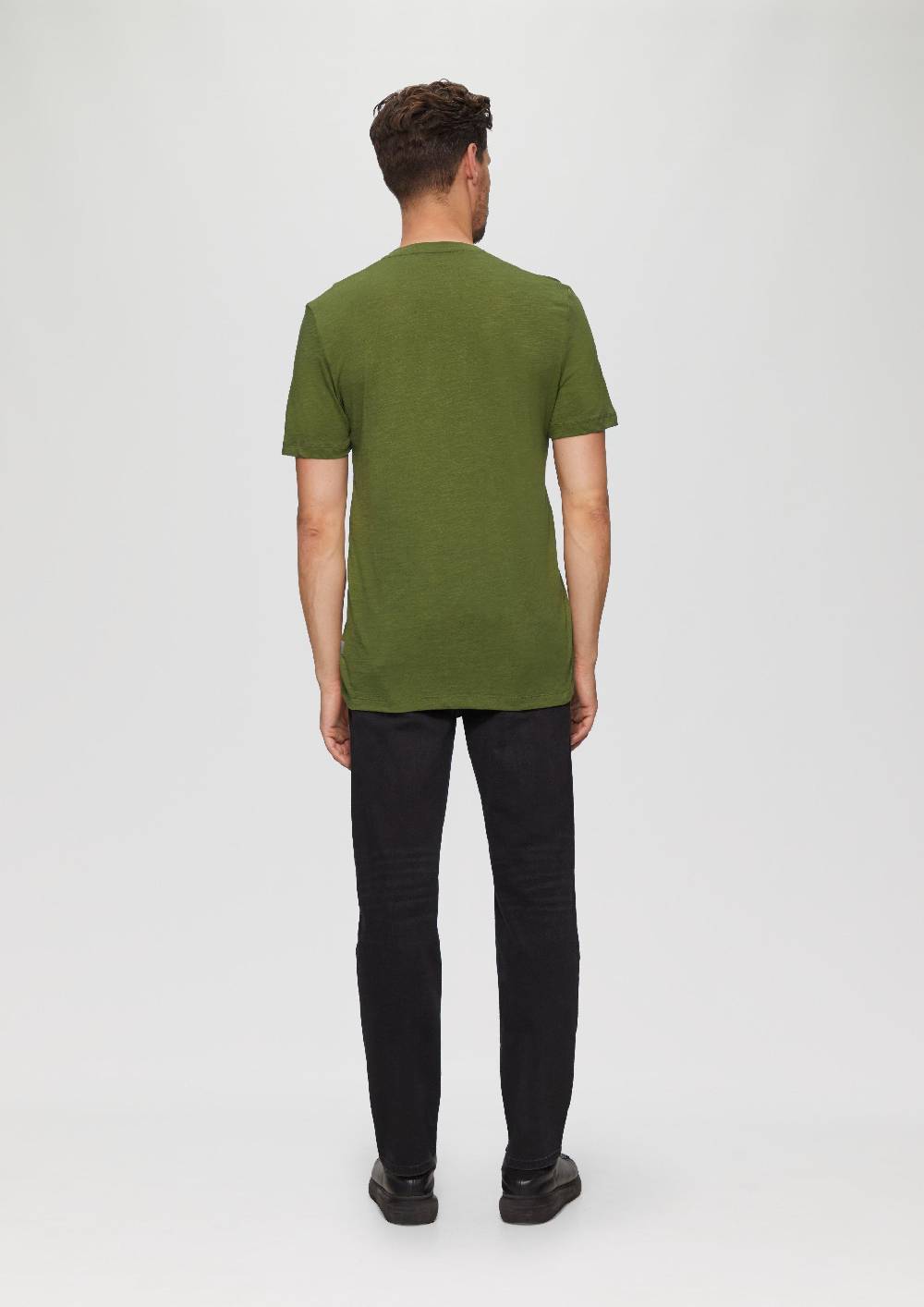 S.Oliver Baumwollshirt Mit V-Ausschnitt Und Flammgarnstruktur