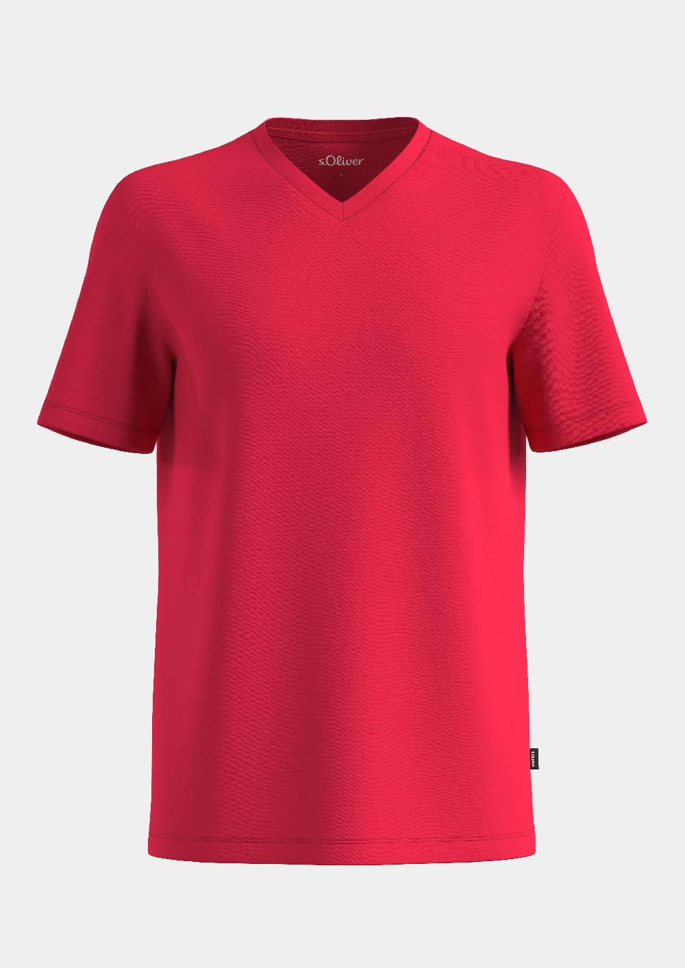S.Oliver Baumwollshirt Mit V-Ausschnitt Und Flammgarnstruktur