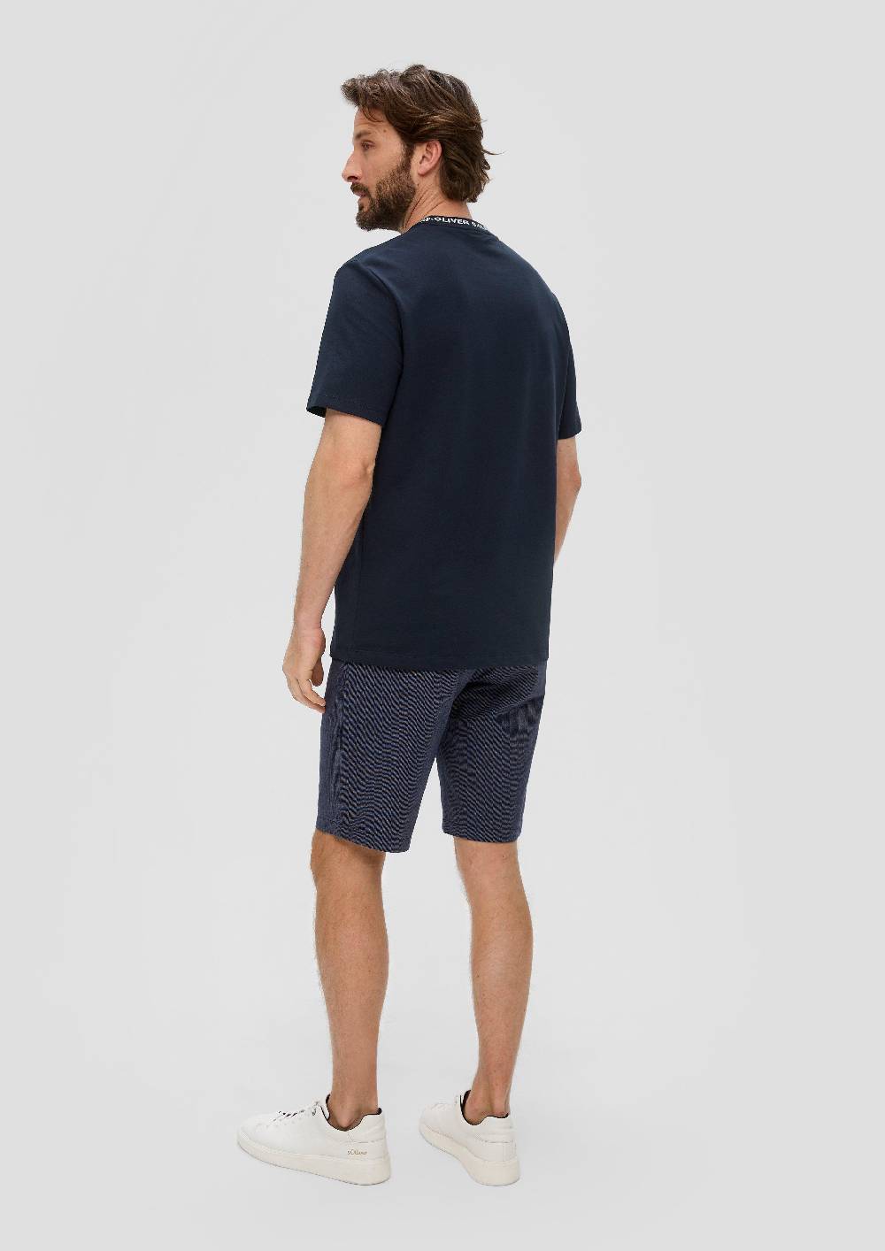 S.Oliver Baumwollstretch-Shirt Mit Schriftprintkragen