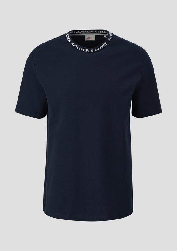 s.Oliver Baumwollstretch-Shirt mit Schriftprintkragen