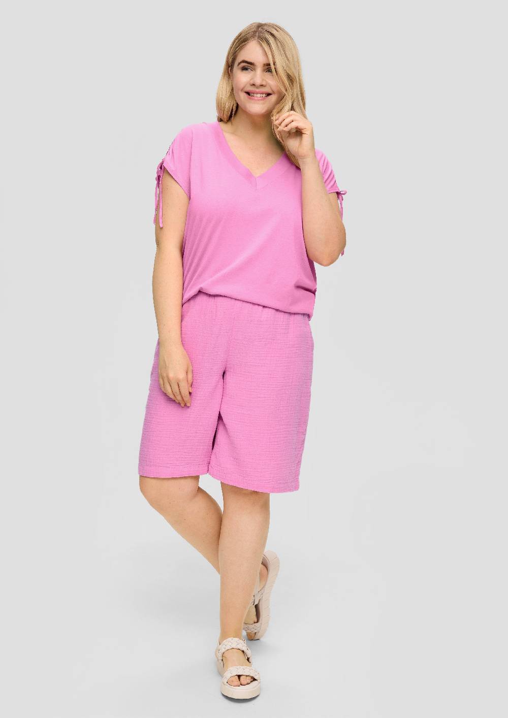 S.Oliver Bermuda Aus Baumwolle Mit Musterstruktur Und Elastikbund