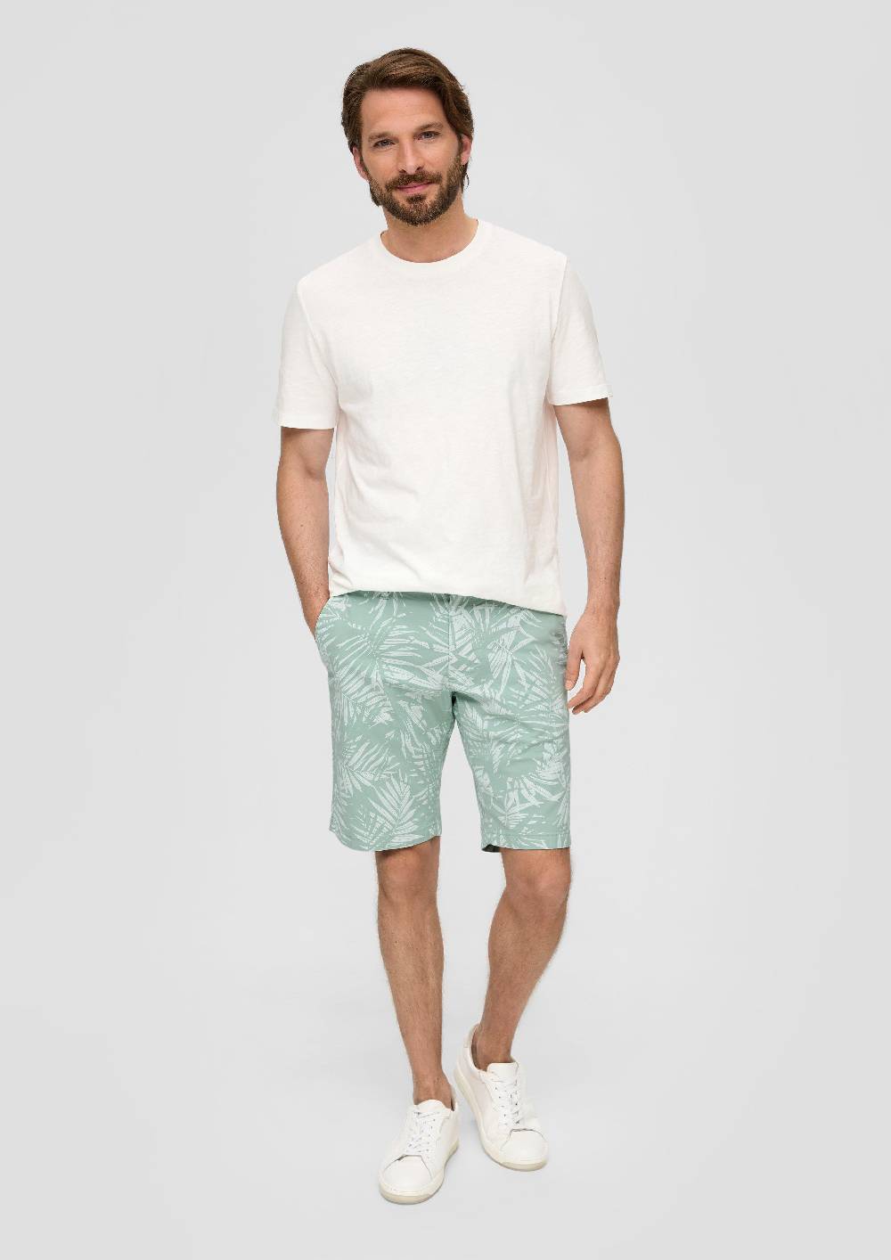 S.Oliver Bermuda Mit All-over-Print Aus Baumwoll-Stretch