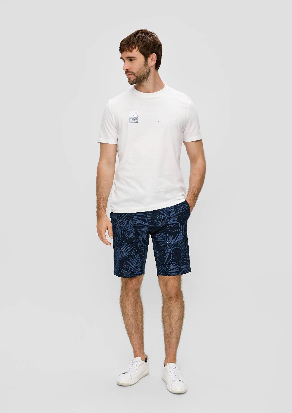 S.Oliver Bermuda Mit All-over-Print Aus Baumwoll-Stretch