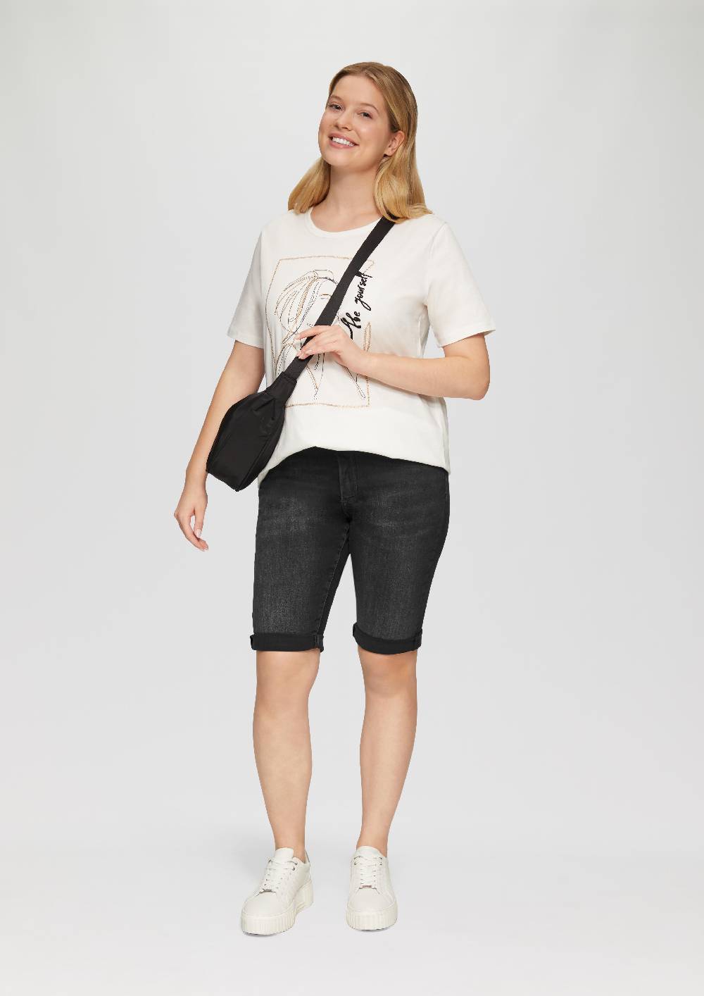 S.Oliver Bermuda / Slim Leg / Mid Rise / Mit Gürtelschlaufen