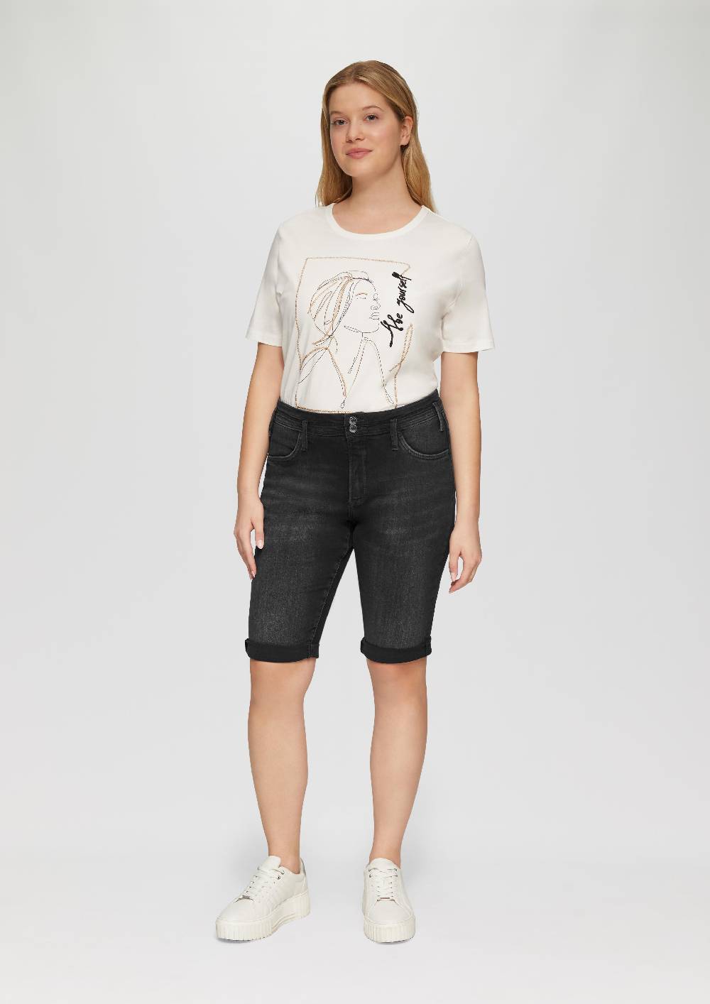 S.Oliver Bermuda / Slim Leg / Mid Rise / Mit Gürtelschlaufen