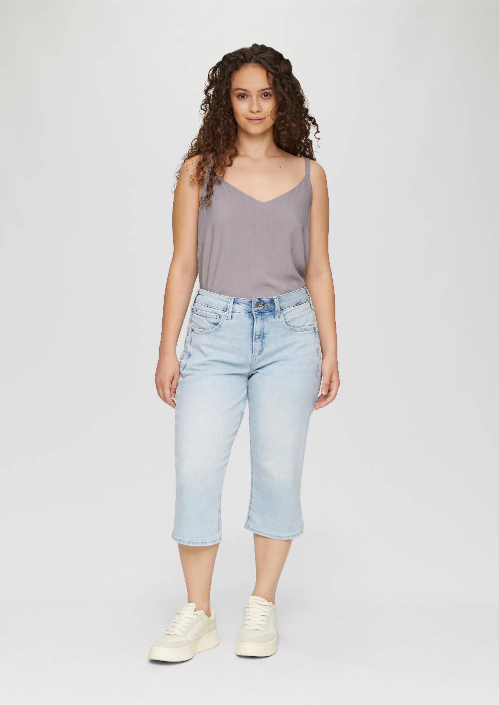 S.Oliver Capri-Jeans / Mid Rise / Slim Leg / Seitliche Ziernähte