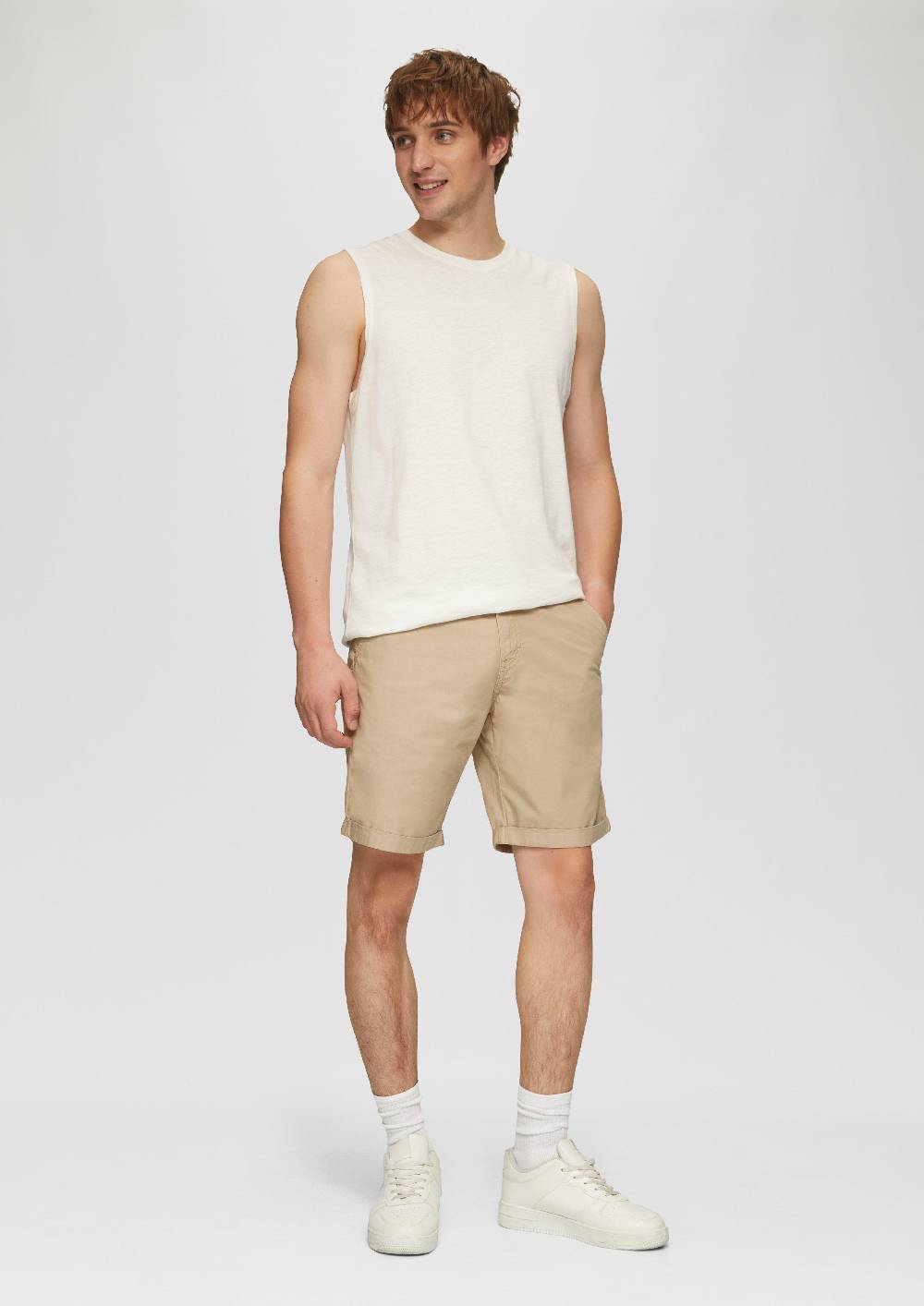 S.Oliver Chino-Shorts Aus Baumwolle Mit Fixiertem Umschlag