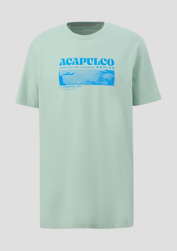 s.Oliver Crew-Neck-Shirt mit Frontprint aus Baumwoll-Jersey
