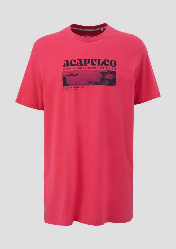 s.Oliver Crew-Neck-Shirt mit Frontprint aus Baumwoll-Jersey