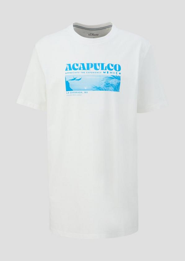 s.Oliver Crew-Neck-Shirt mit Frontprint aus Baumwoll-Jersey