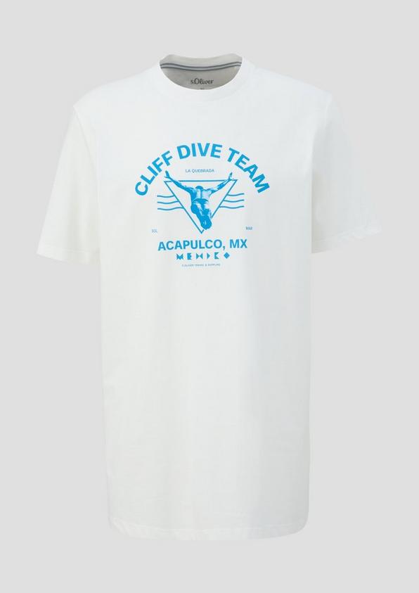 s.Oliver Crew-Neck-Shirt mit Frontprint aus Baumwoll-Jersey