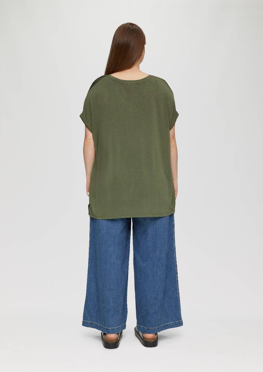 S.Oliver Fabricmix-Shirt Im Loose Fit Mit V-Ausschnitt