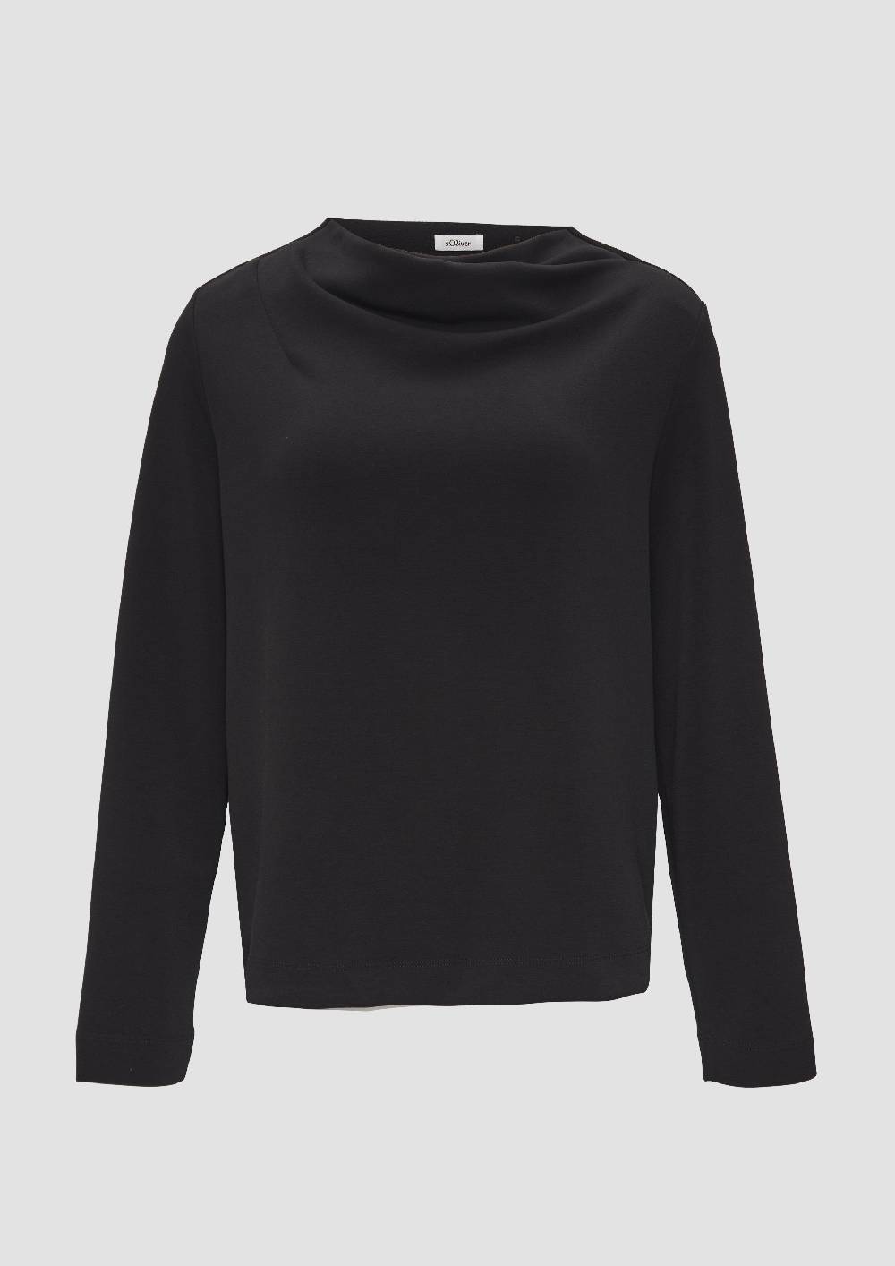 S.Oliver Fließendes Langarmshirt Mit Wasserfall-Kragen