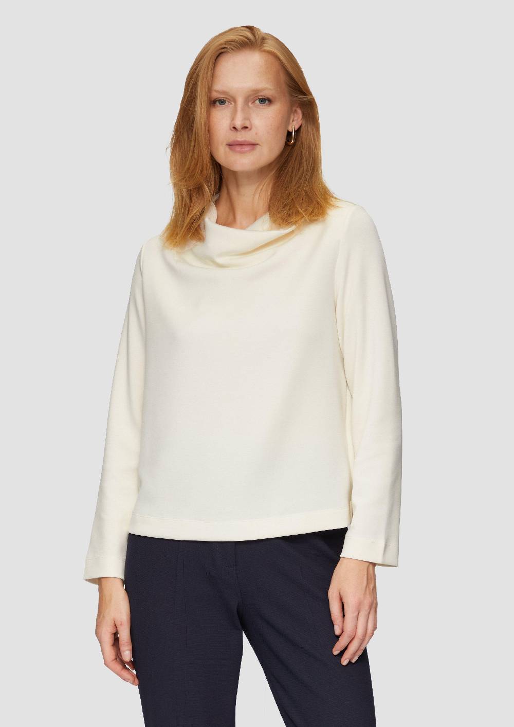 S.Oliver Fließendes Langarmshirt Mit Wasserfall-Kragen