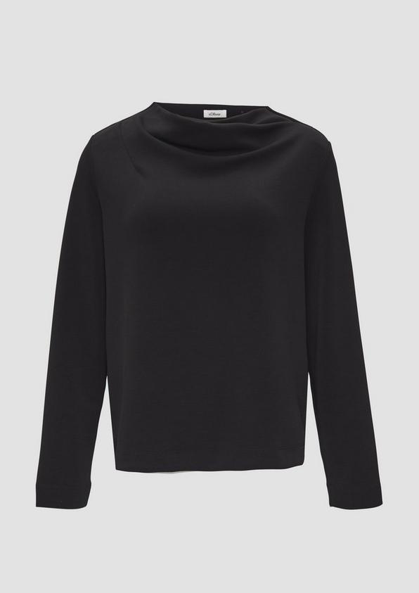 s.Oliver Fließendes Langarmshirt mit Wasserfall-Kragen