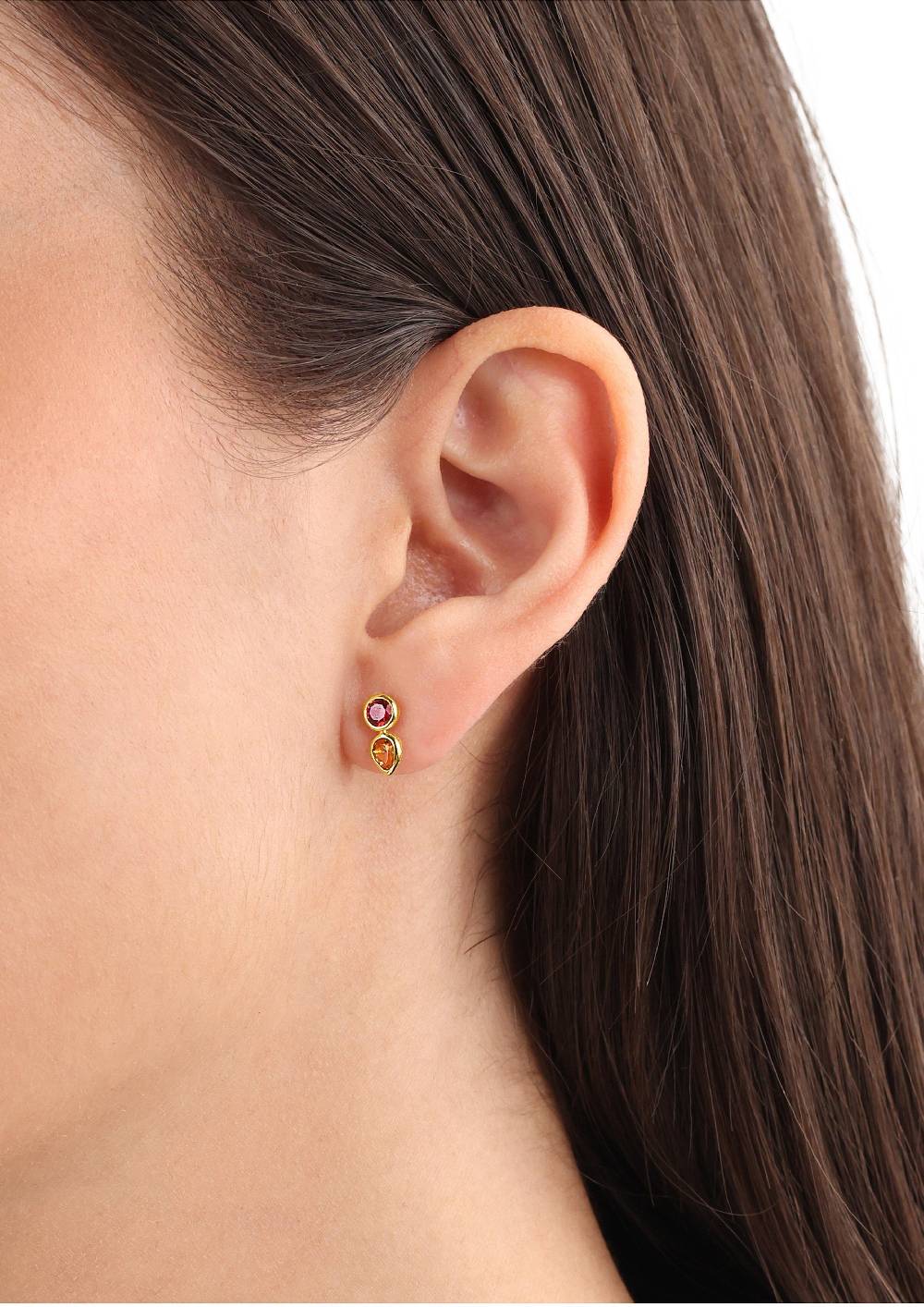 S.Oliver Gelbvergoldete Silber-Ohrstecker Mit Zirkonia-Steinen