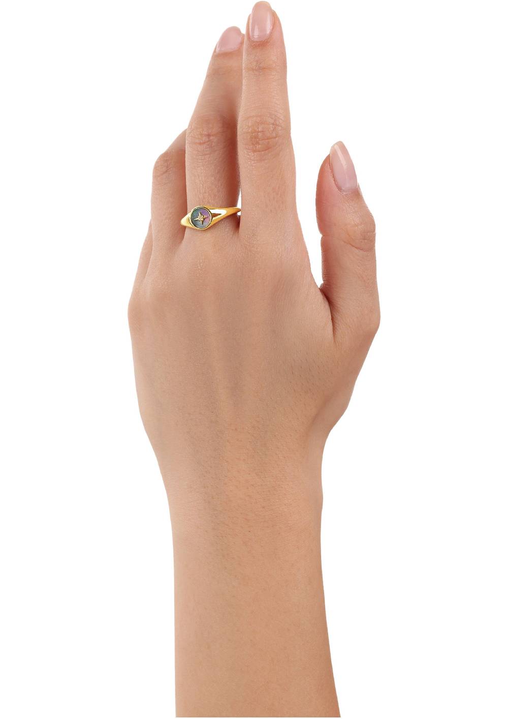 S.Oliver Gelbvergoldeter Silber-Ring Mit Stern-Motiv