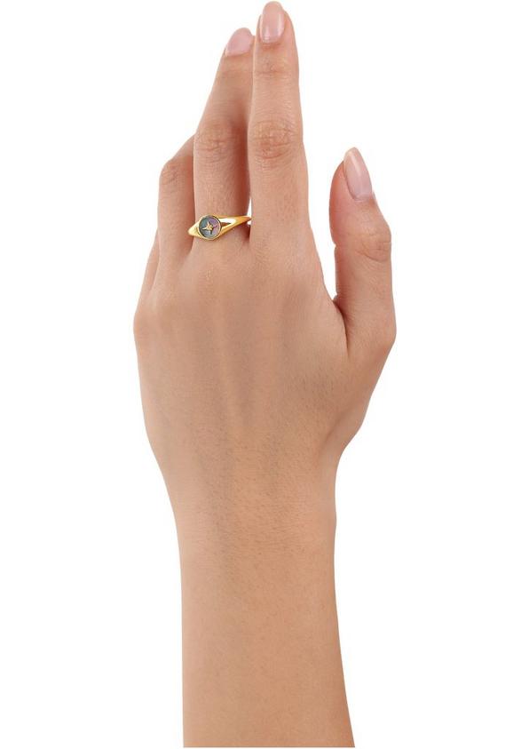 s.Oliver gelbvergoldeter Silber-Ring mit Stern-Motiv