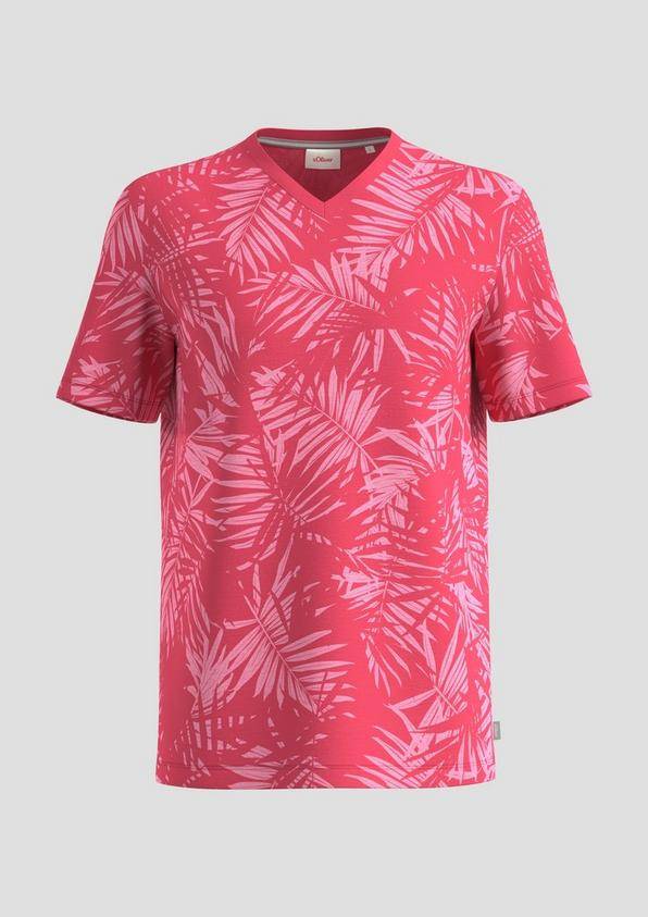 s.Oliver Gemustertes T-Shirt mit Flammgarn-Struktur