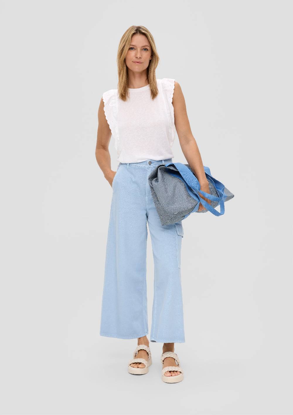 S.Oliver Gestreifter Canvas-Shopper Mit Reißverschluss