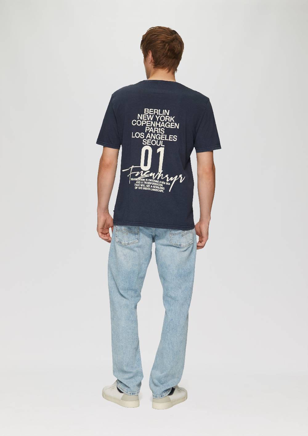 S.Oliver Gewaschenes T-Shirt Mit Front- Und Rückenprint