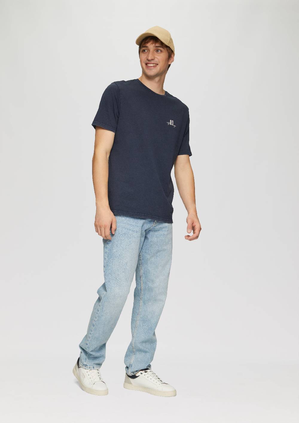 S.Oliver Gewaschenes T-Shirt Mit Front- Und Rückenprint