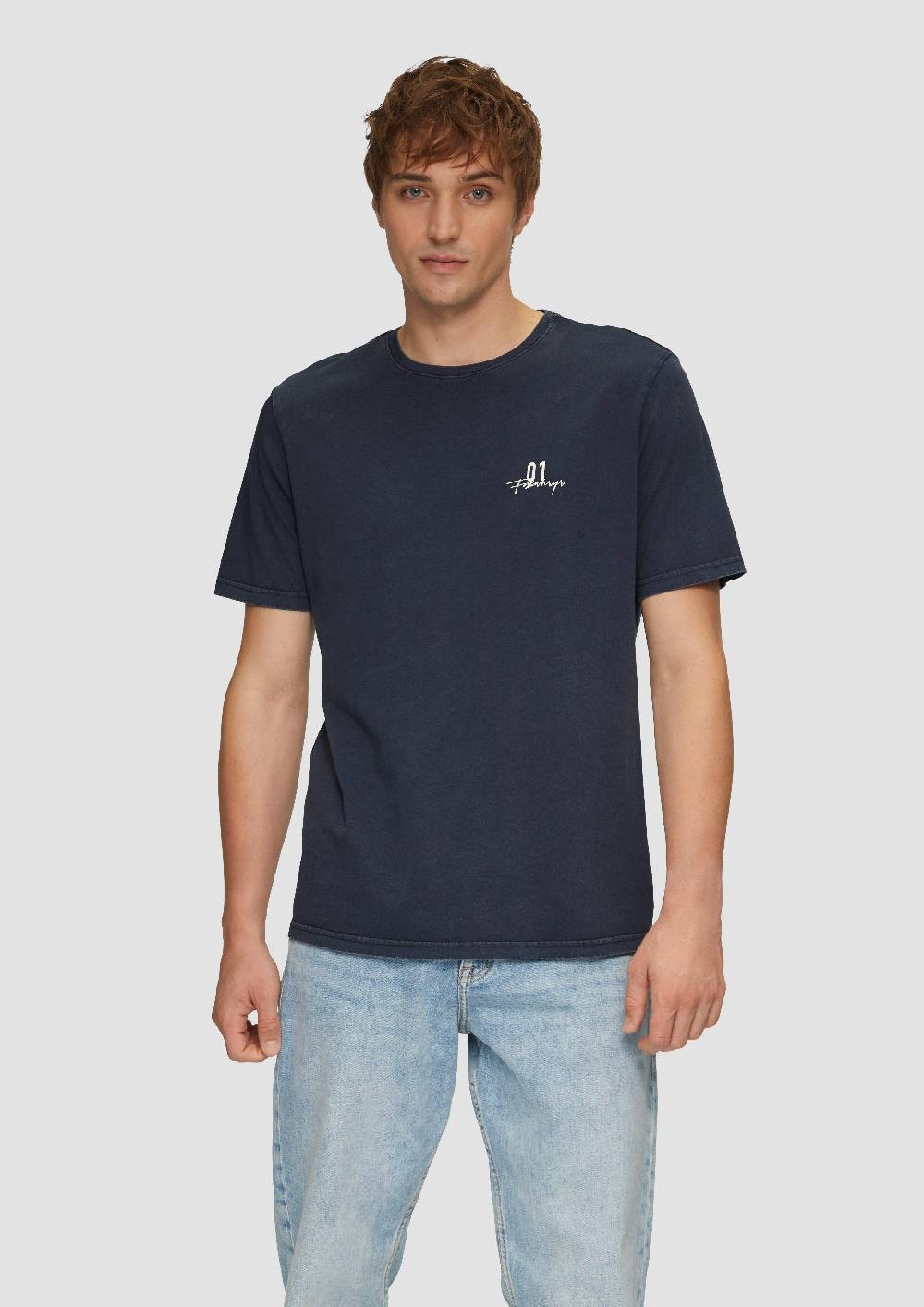 S.Oliver Gewaschenes T-Shirt Mit Front- Und Rückenprint