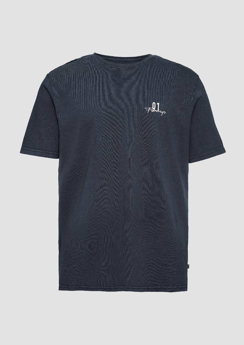 S.Oliver Gewaschenes T-Shirt Mit Front- Und Rückenprint