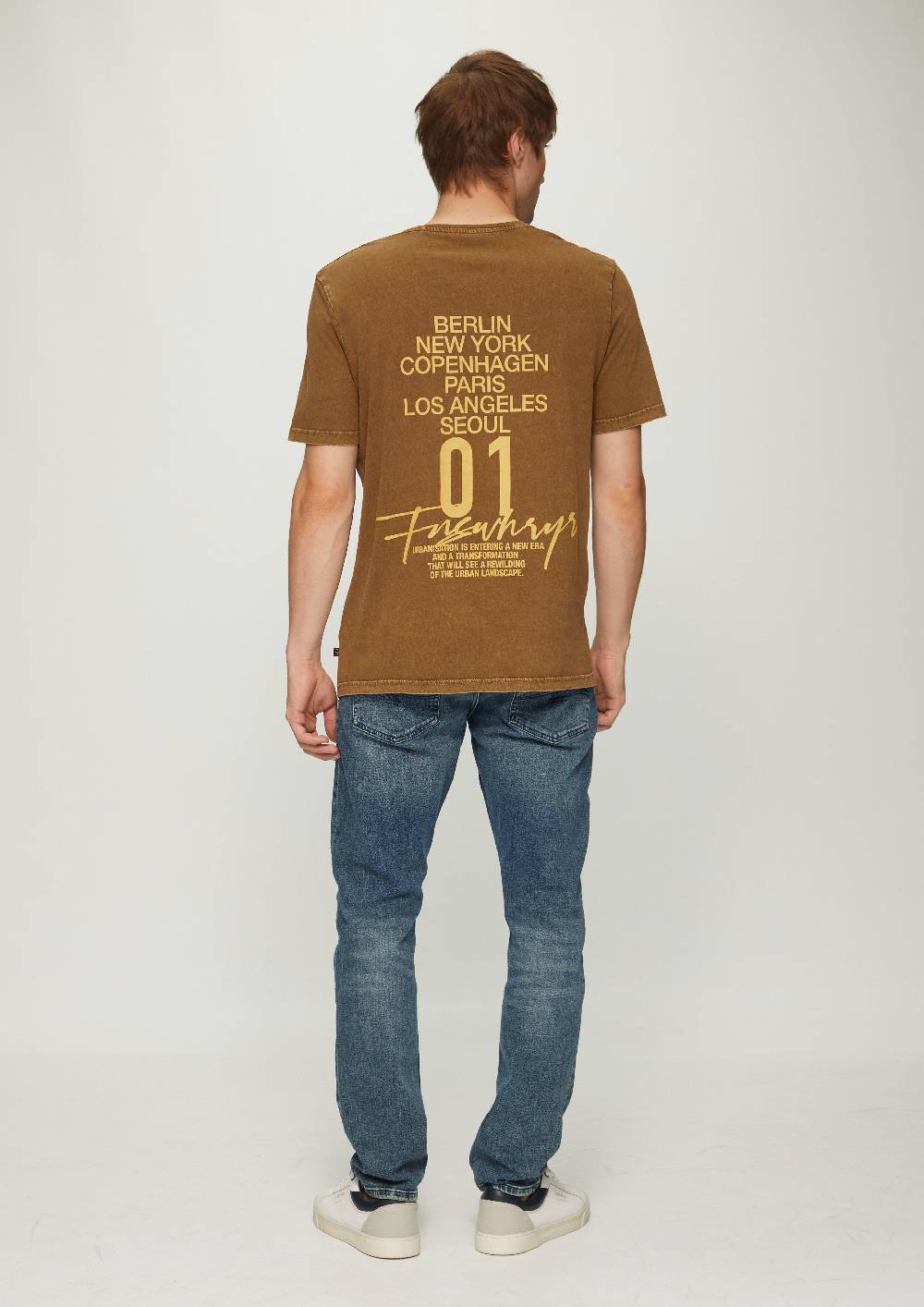 S.Oliver Gewaschenes T-Shirt Mit Front- Und Rückenprint