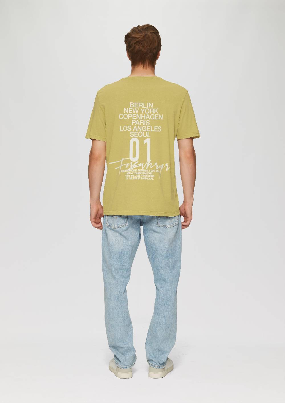 S.Oliver Gewaschenes T-Shirt Mit Front- Und Rückenprint