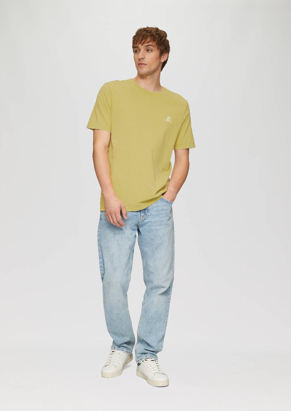 S.Oliver Gewaschenes T-Shirt Mit Front- Und Rückenprint