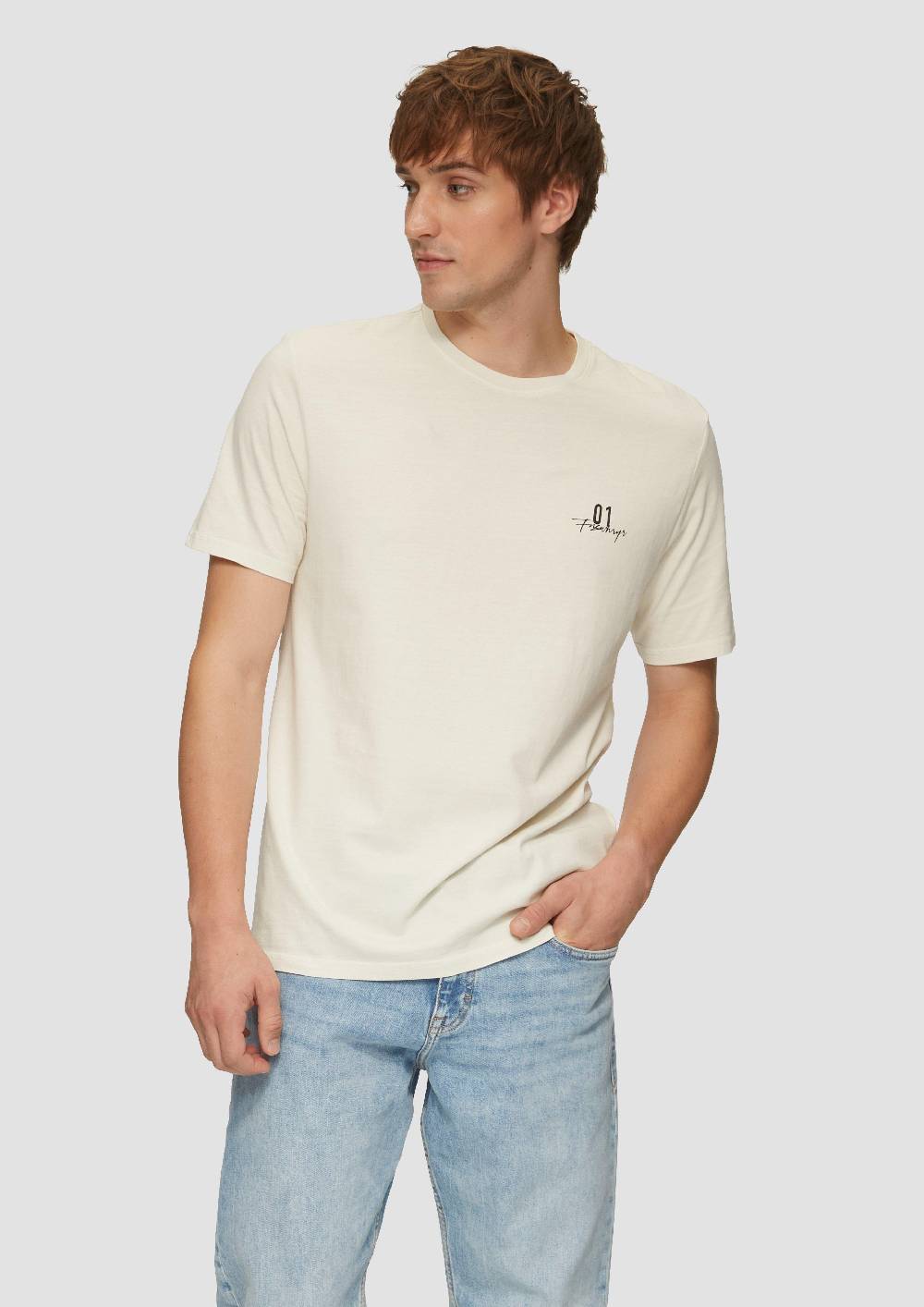 S.Oliver Gewaschenes T-Shirt Mit Front- Und Rückenprint