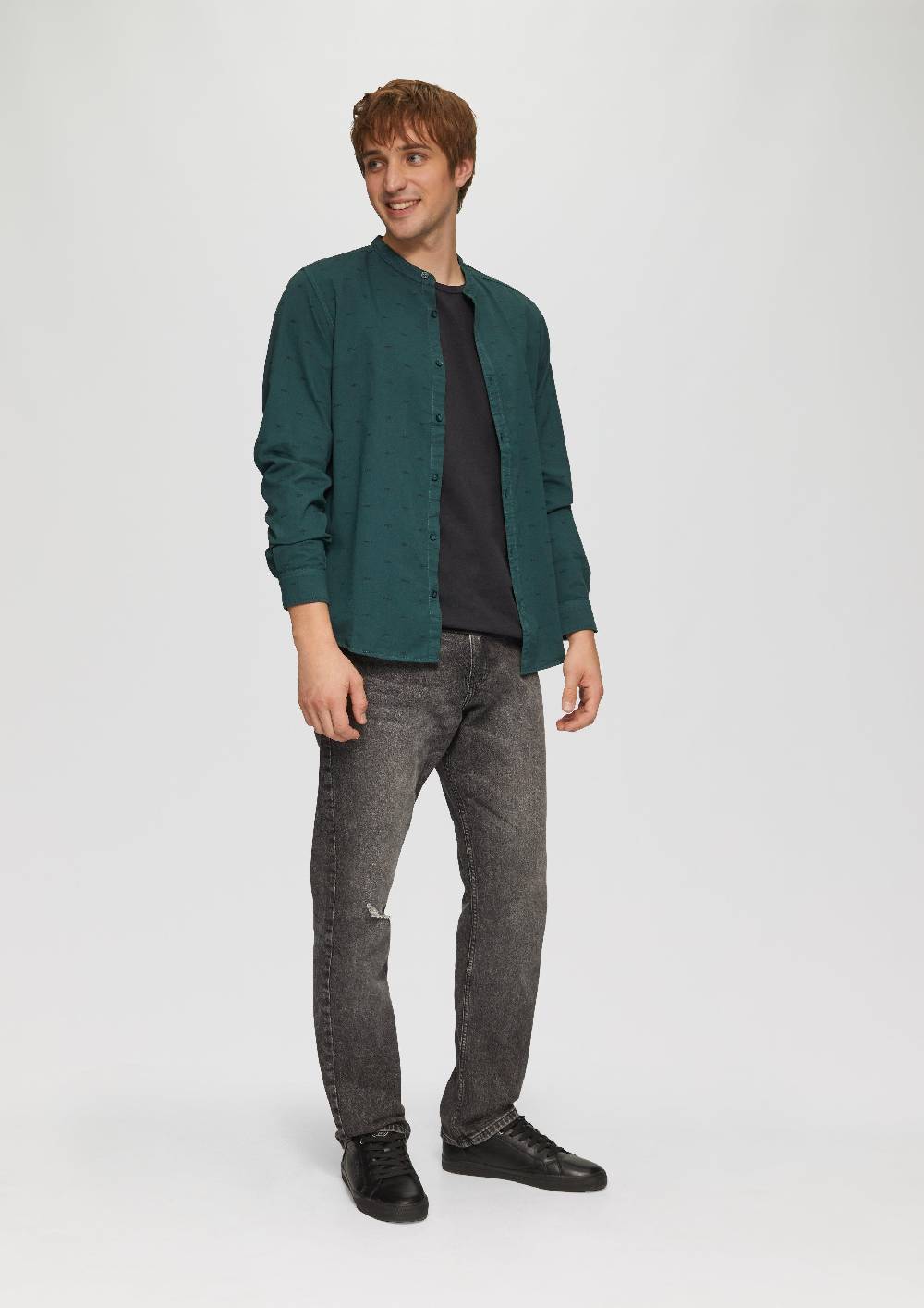 S.Oliver Gewaschenes T-Shirt Mit Front- Und Rückenprint