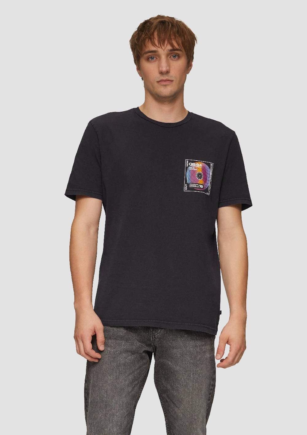 S.Oliver Gewaschenes T-Shirt Mit Front- Und Rückenprint