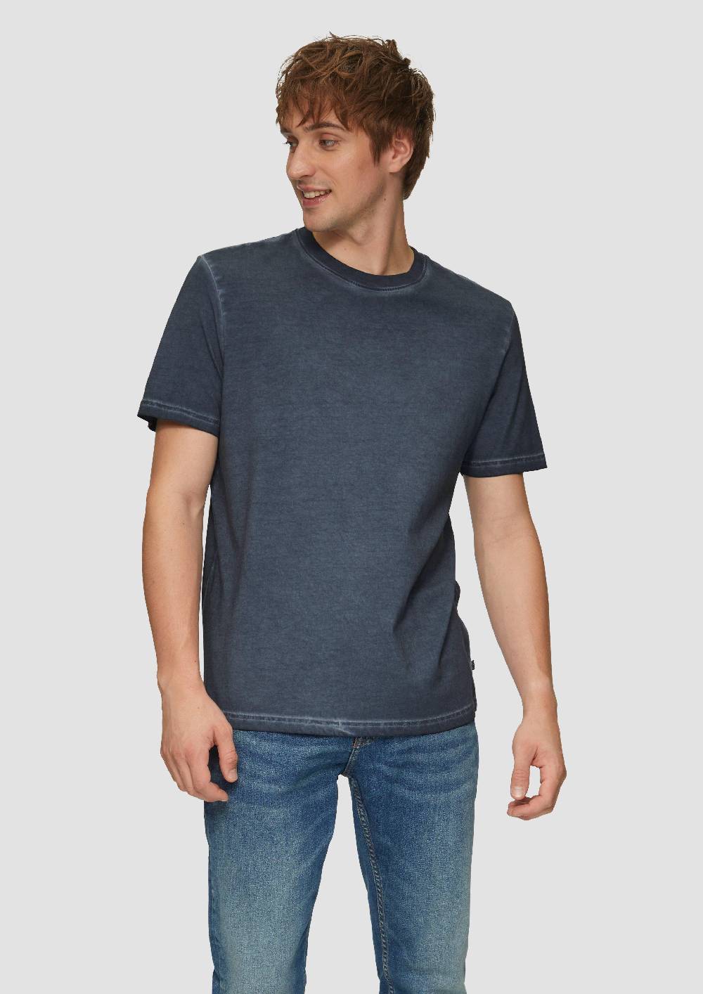 S.Oliver Gewaschenes T-Shirt Mit Rundhalsausschnitt