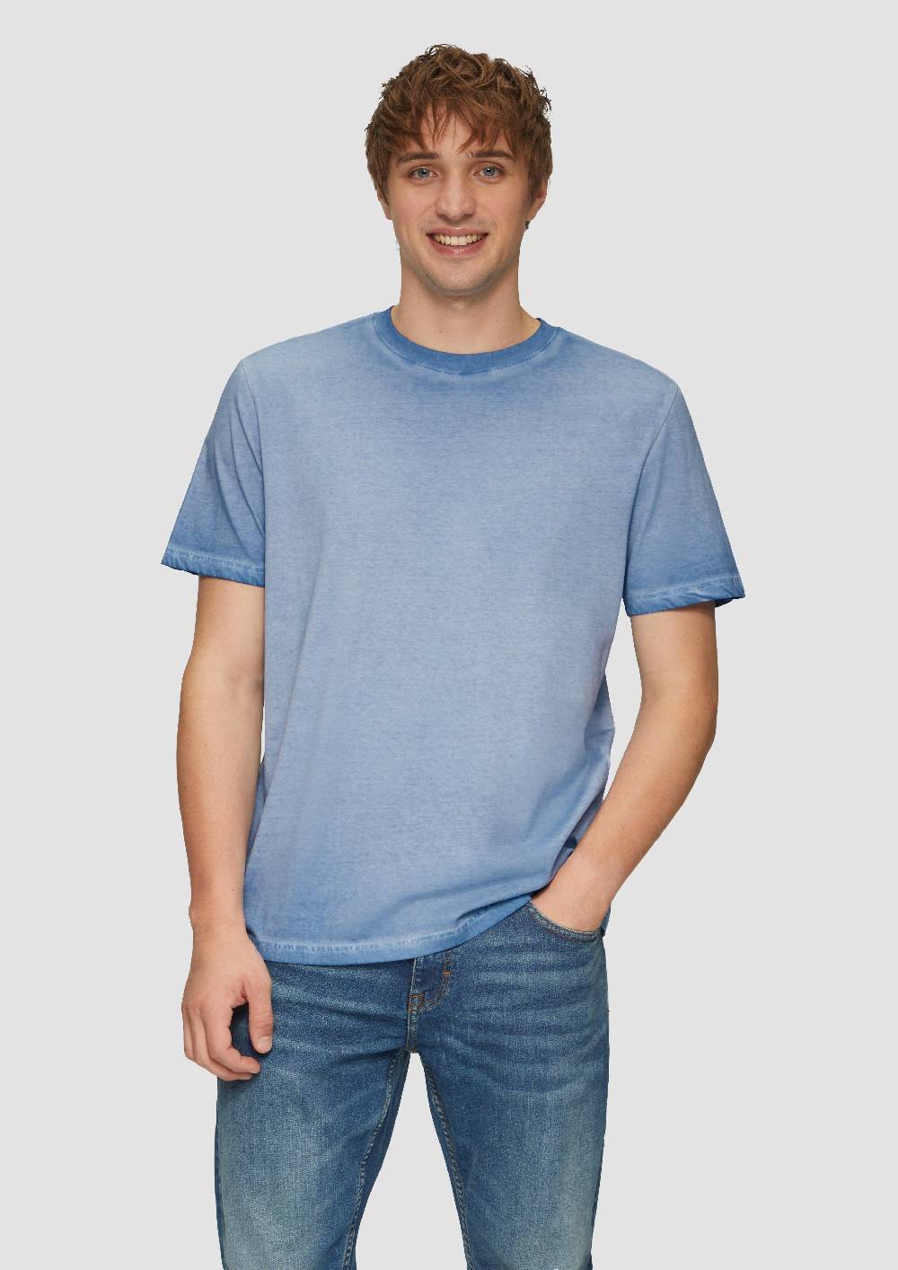 S.Oliver Gewaschenes T-Shirt Mit Rundhalsausschnitt